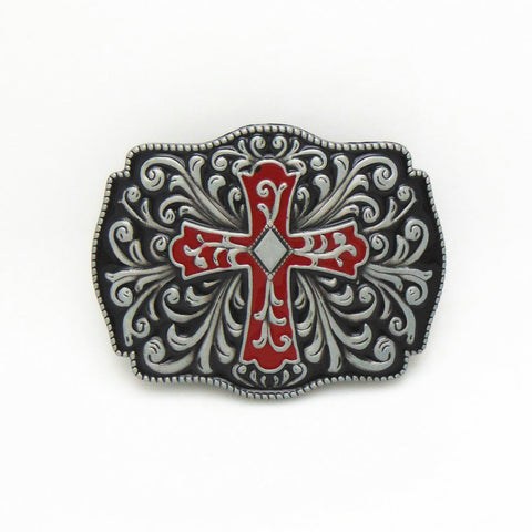 Vintage Wholesale Cross Ornate Belt Buckles 1304RED