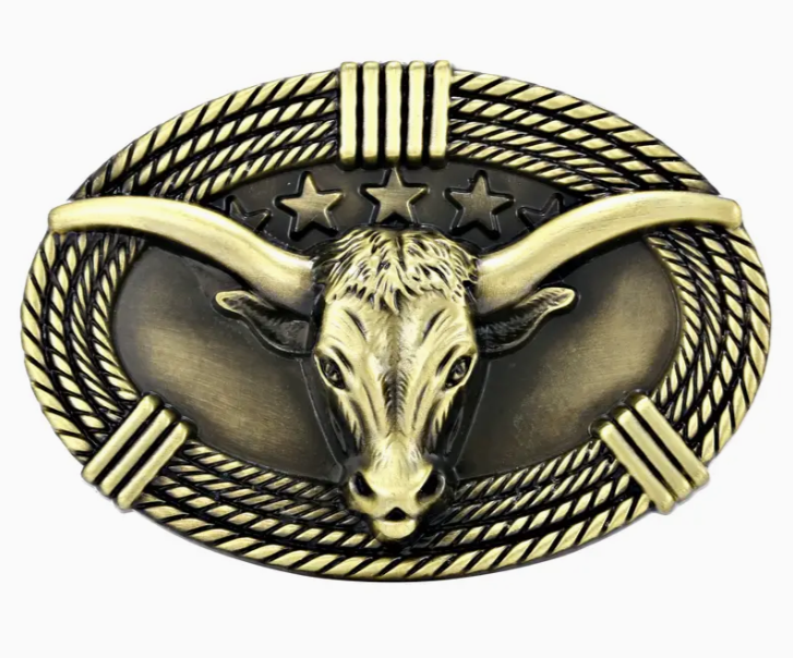 2pcs Wholesale Long Horn Bull Belt Buckle for men 1800BNZ
