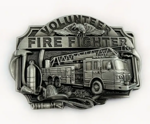 2pcs Antique Silver Volunteer Fire Fighter Belt Buckle Wholesale 1815ATS