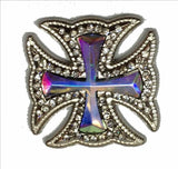 12 Wholesale Western Maltese CROSS Crystal conchos CH169