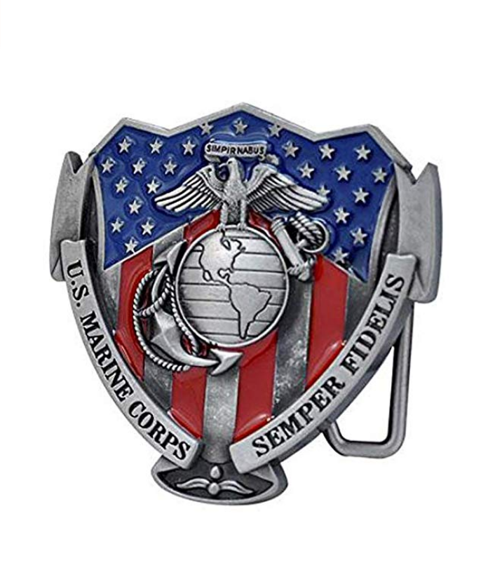 US Marine Corps Belt Buckle Semper Fi Marines Fidelis 1302