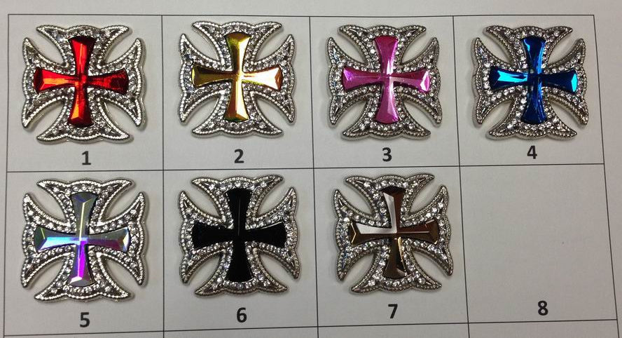 12 Wholesale Western Maltese CROSS Crystal conchos CH169